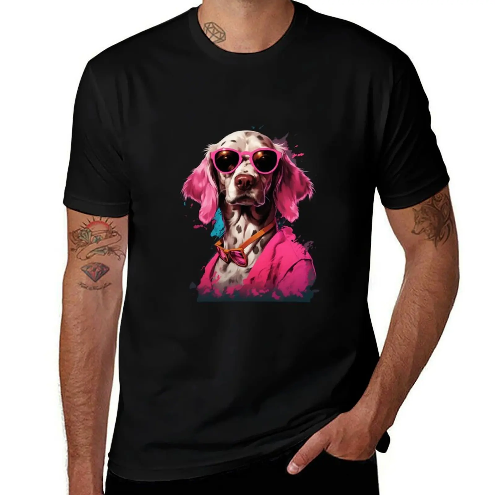 

Dalmatian In Pink T-Shirt Athletic Quick Dry T-Shirt for Men