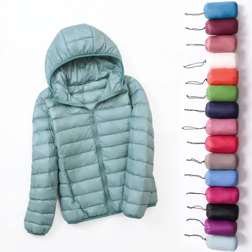 

Lightweight Down Jacket Light Plus Size Thin Women 2026 Autumn Winter Slim Short Hooded Warm White Duck Down Coat Lady Outerwear