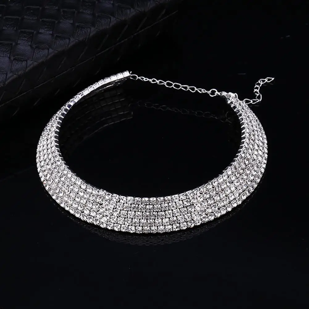 Shiny Necklace Layered Necklace Women’s Multi-layer Rhinestone Necklace Adjustable Extended Length Jewelry Lightweight
