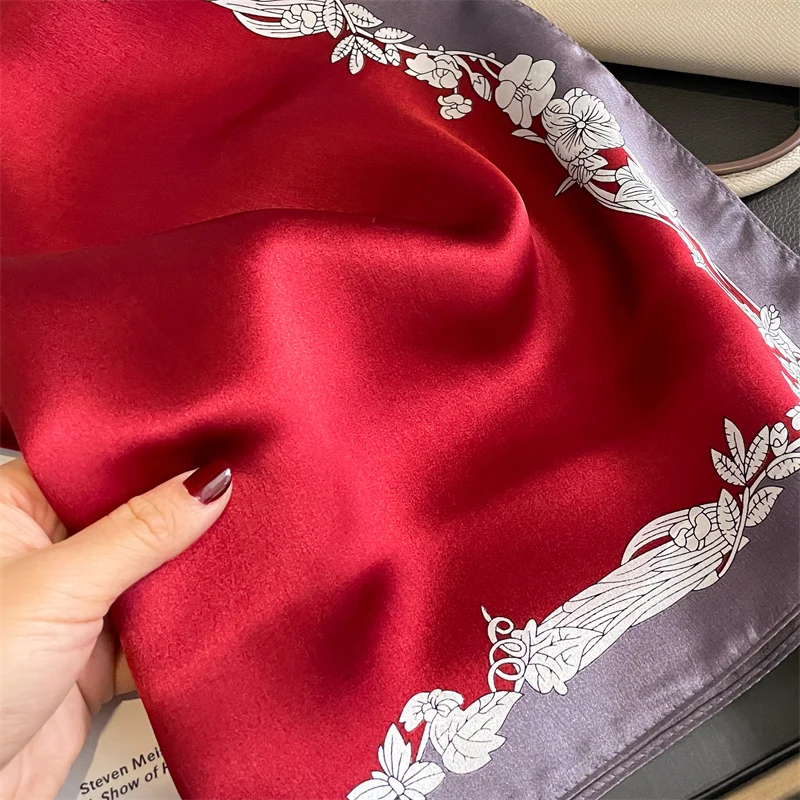 2024 Luxury Print 100% Silk Scarf Women Print Small Neck Tie Female New Hair Band Wirst Bandna Foulard Kerchief Echarpe