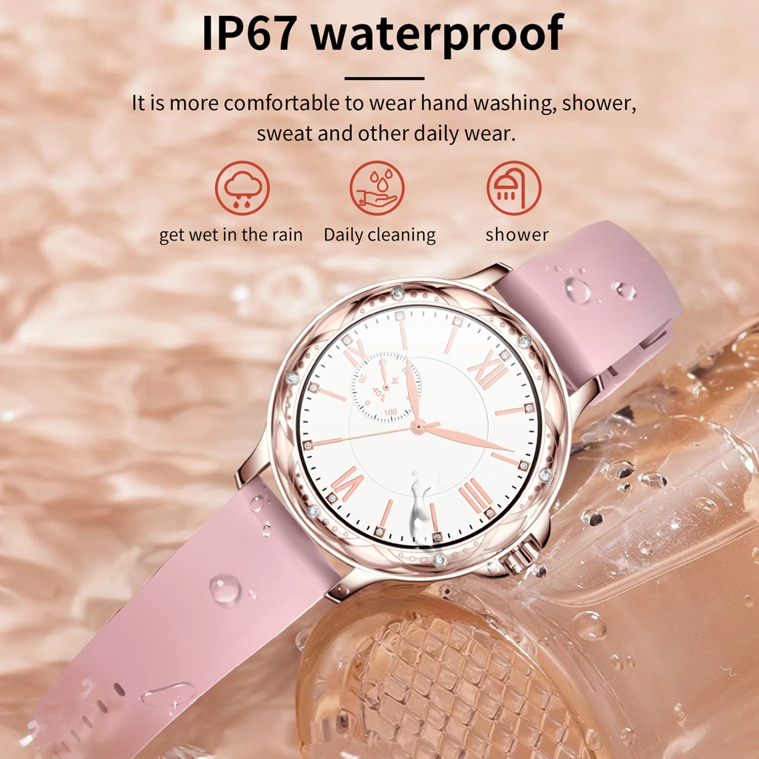 Uhoofit ساعة ذكية للنساء اللياقة البدنية الساعات الرياضية بلوتوث دعوة ضغط الدم مراقبة الأكسجين بطلب مخصص السيدات Smartwatch