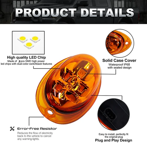 Imagen 2 del producto IJDM Conjuntos de luces de señal de giro de marcador lateral de camión de cabina delantera LED completa para Semi-camión Freightliner Cascadia 2008-2017