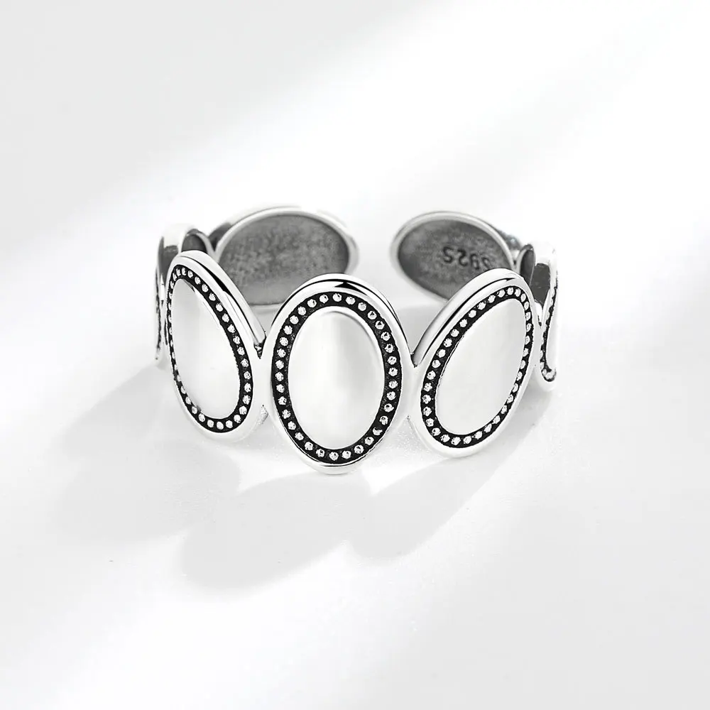 925 Sterling Silber Einzigartige Design Vintage Runde Form Ring Für Frauen Schmuck Finger Einstellbare Öffnen Ring Für Party Geburtstag Geschenk