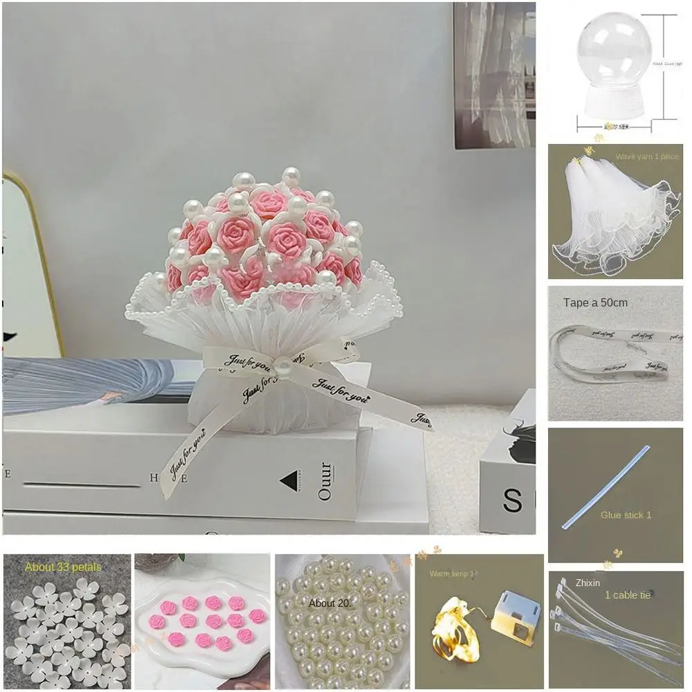 ไฟกลางคืนสร้างบรรยากาศด้วยแสงสีฟ้าดาวกุหลาบไฟตกแต่งช่อกุหลาบดาวสีฟ้าแพคเกจวัสดุ DIY