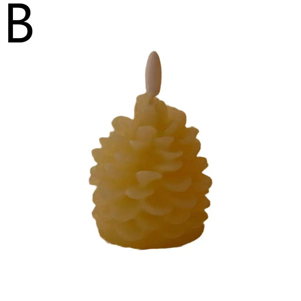 Velas electrónicas Led de modelado de cono de pino, velas sin llama con pilas para decoración interior de vacaciones, regalos para niños G1y1, 1 Uds.