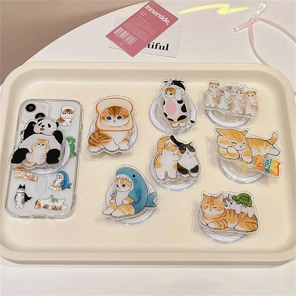 Ins корейский мультфильм милый панда кошка для Magsafe магнитный телефон Griptok Grip Tok подставка складной чехол для беспроводной зарядки держатель кронштейн