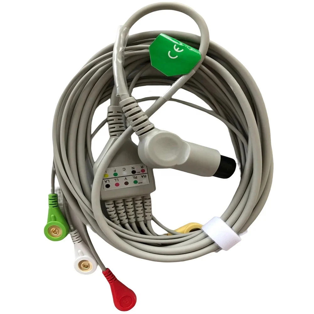 3-Lead 5-Lead 6-Pin ECG Cable Electrode Wire for Patient Monitors