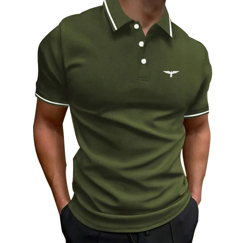 New Men Casual Pure Color Short Sleeve Button Polo Shirt Summer Men Slim Fit Golf Polo Shirt 100% Polyester Quick Drying Polo