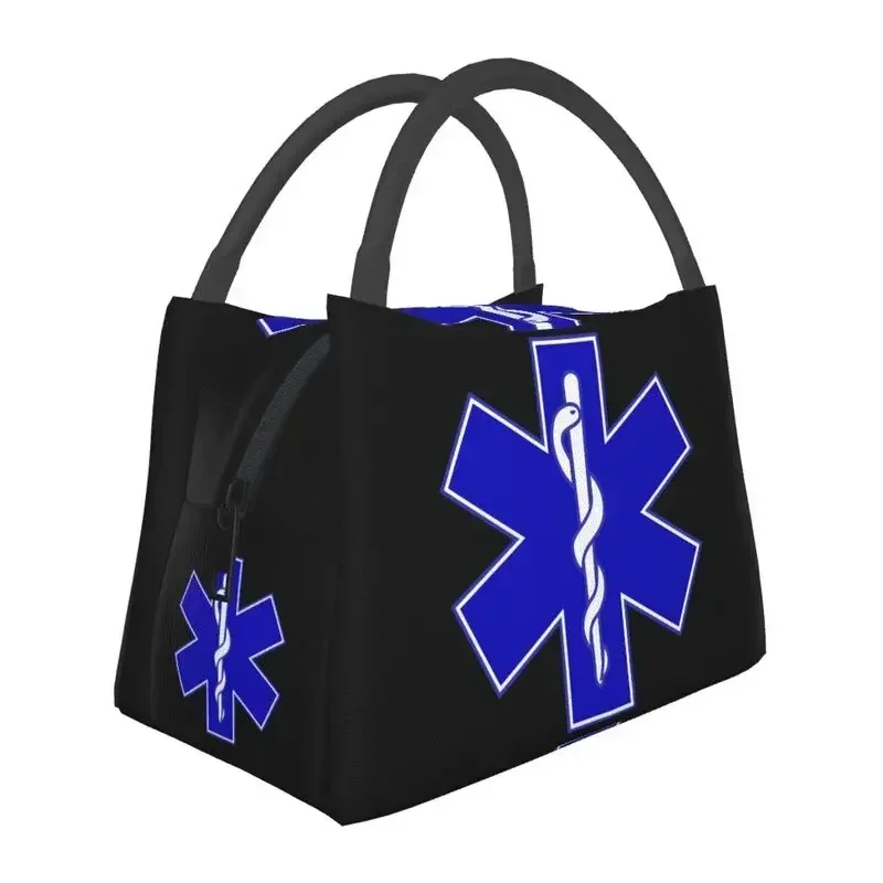 

Emt Star Of Life Insulated Lunch Bags for Women Portable Paramedic Thermal Cooler Lunch Box Office Picnic Travel