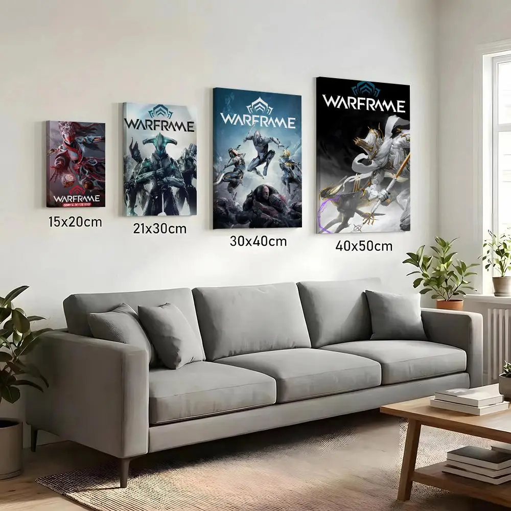 w-Warframe video game Painting Calligraphy HD Canvas Print Poster Wall Art | Optional Frame | Modern Hallway Decor