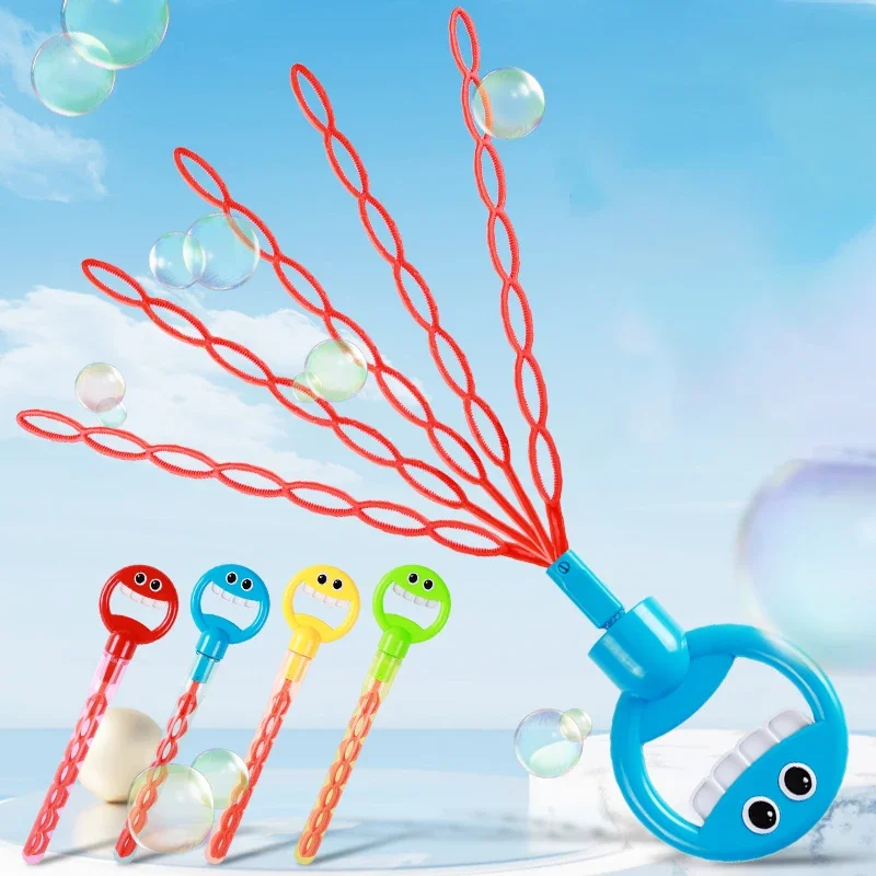 Five-claw Smiling Face Bubble Stick Toys Children Outdoor Bubble Blowing Manual Porous Bubble Machine Interactive Toys