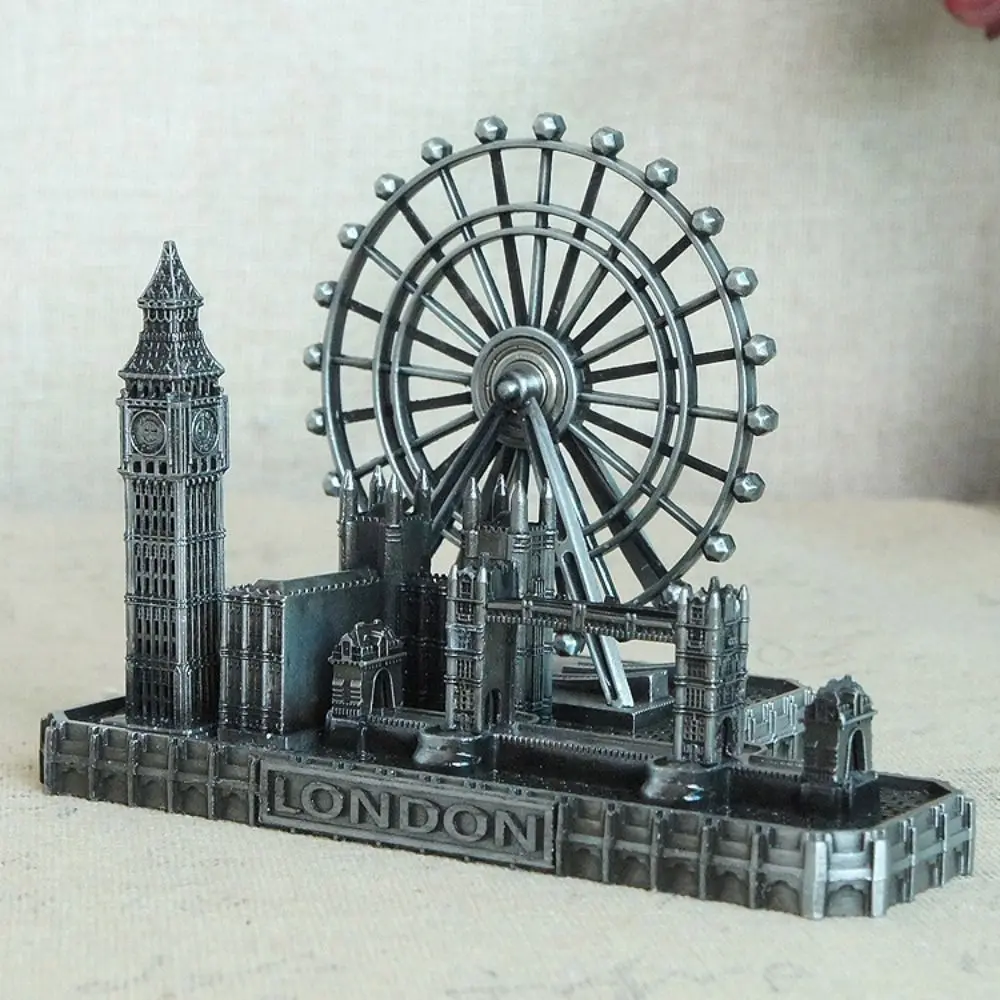 Crafts Metal London Eye Big Ben Tower Bridge Vintage Retro London Group Buildings Waterproof Simulated City Figurine Party