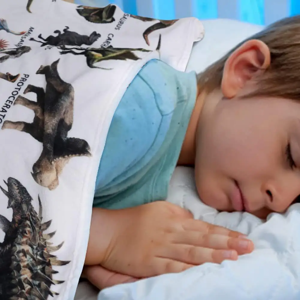 Soft Blanket for Bed Super Soft Flannel Blanket for Kids Adults Dinosaur Alphabet Educational Throw Cozy Sofa Blanket for Travel