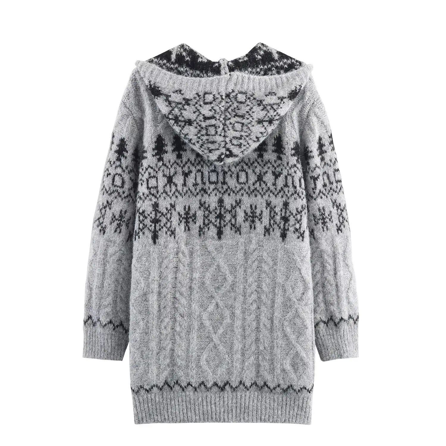 2025 primavera outono novas mulheres curto com capuz chifre de vaca botão casaco moda bege cinza escuro duas opções de cores