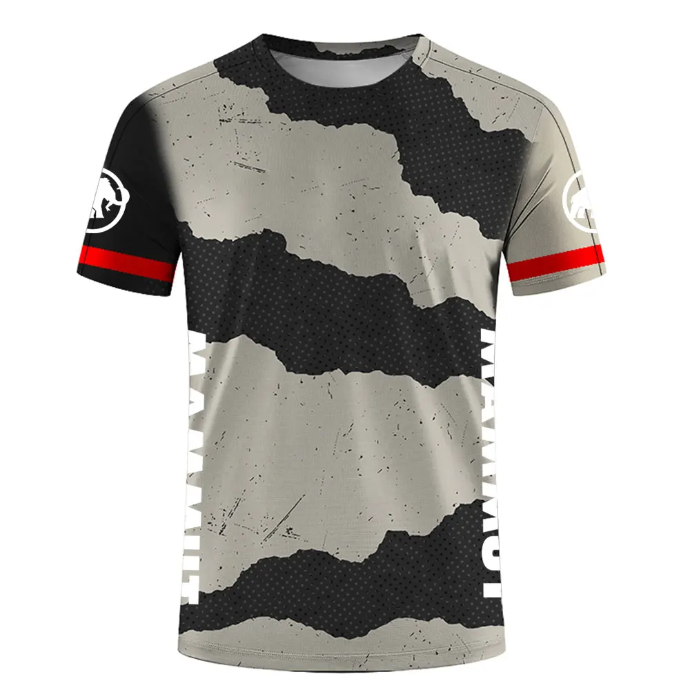 Sports T-shirt Mountaineering Breathable Quick Drying Men's Clothing Round Neck Short Sleeve Elephant Letter Print Men's T-shirt