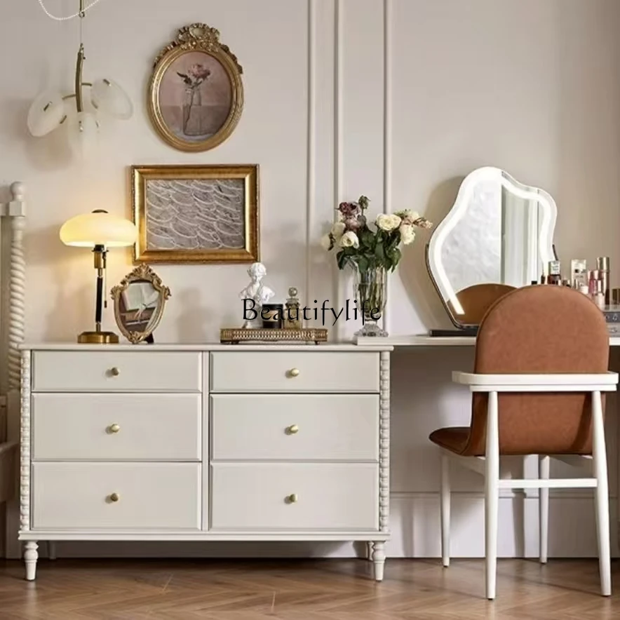 

American retro solid wood chest dresser combination French bookcase customization
