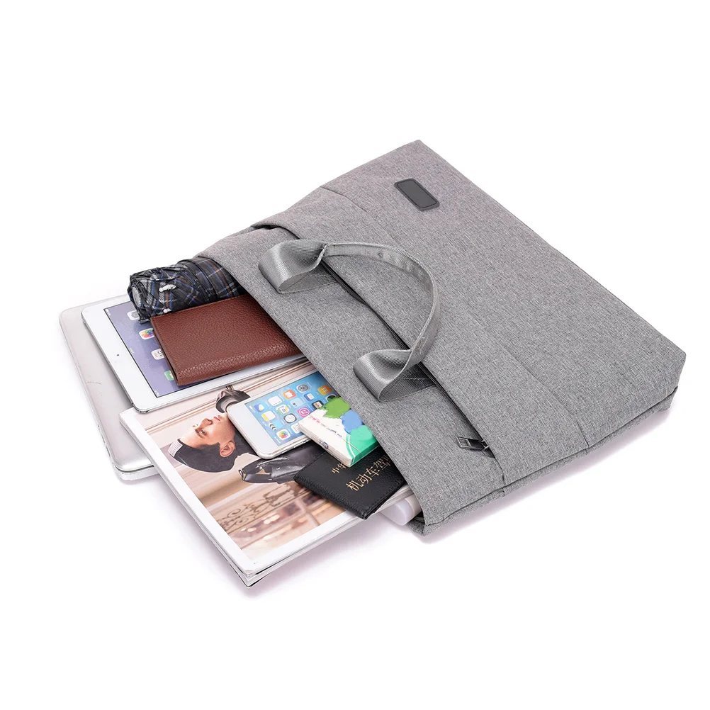 

16-Inch Oxford Cloth Laptop Bag Portable Water-Resistant Business Briefcase Document Bag for Women Grey Women Briefcase