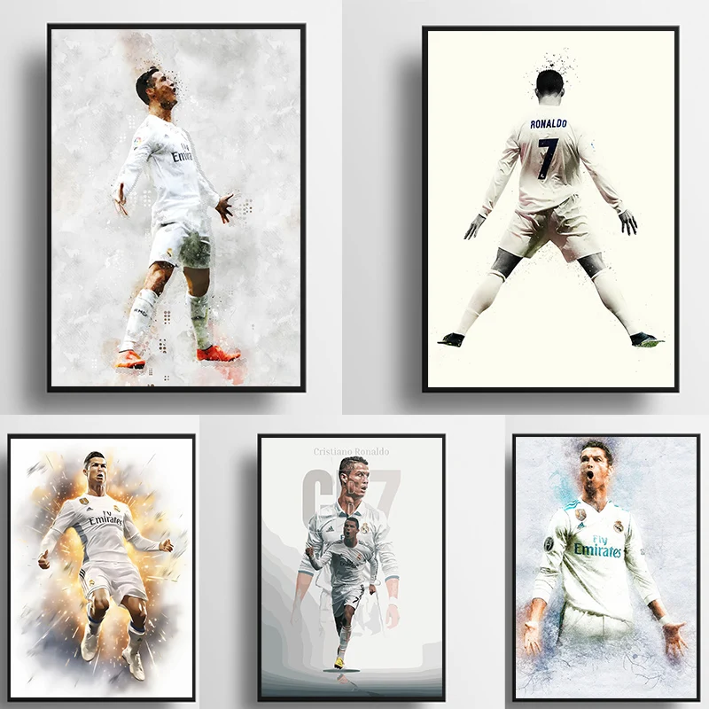 لاعب كرة القدم بطولة سلسلة موضوع قماش الطباعة أزياء شعبية الألوان جدارية استوديو ديكور المنزل الفن اللوحة الهدايا