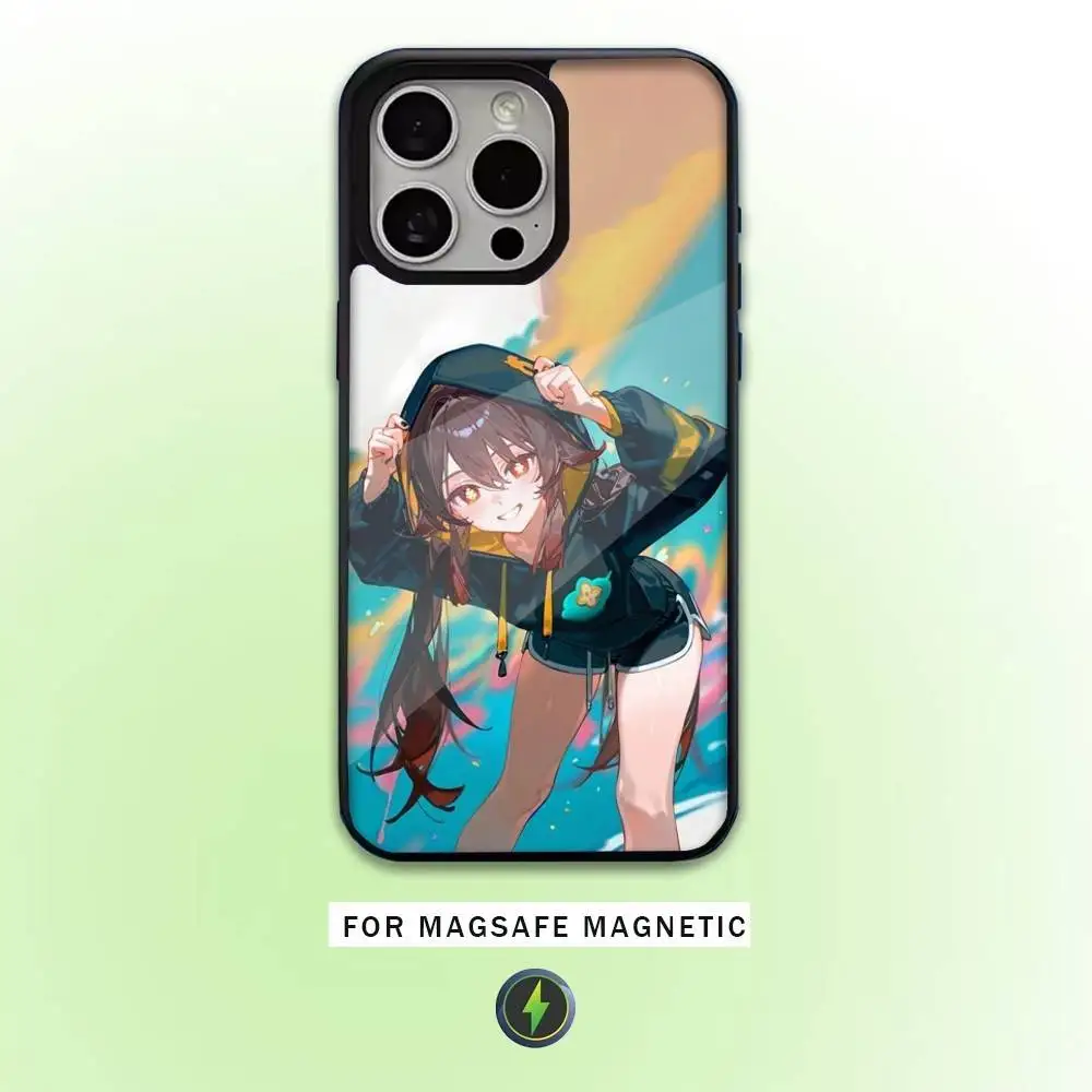 เคสโทรศัพท์ลายเกมยอดฮิต Genshin Hu Tao สำหรับ iPhone17,16,15,14,13,12,11 Plus,Pro Max รองรับแม่เหล็กสำหรับการชาร์จไร้สาย Magsafe