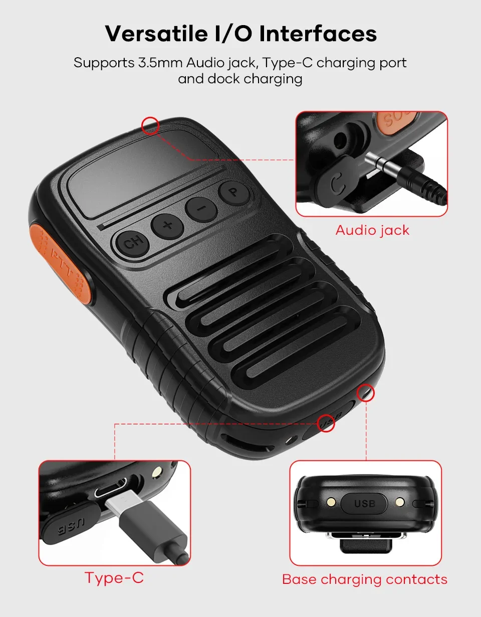 NEW UNIWA BM008 Zello SOS PTT Button Microphone 1800mAh BT Professional Handheld Universal for Mobile Phones and Walkie Talkie