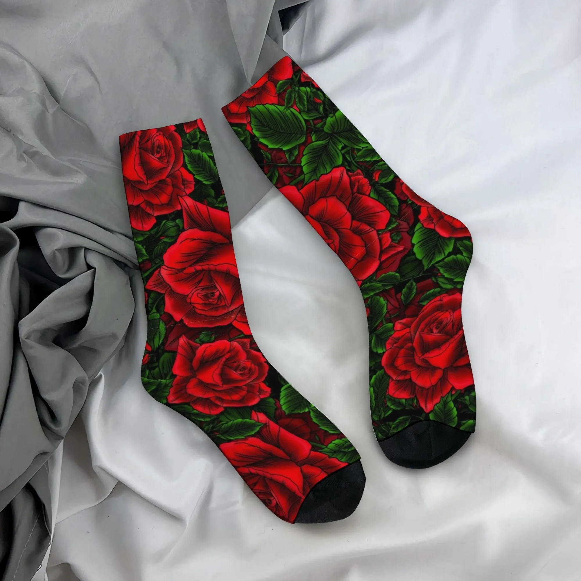 

Retro Romantic Rose Men's Socks Comfortable Breathable Casual Fashion Socks Novelty Funny Happy Hip-Hop Socks Holiday Party Gift