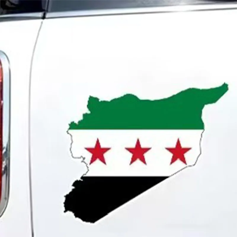 Arab Republic Syria Three Star Flag Car Cup Window Waterproof Sticker Funny Party Supplies Glass Beer Can Tumbler Party Stickers