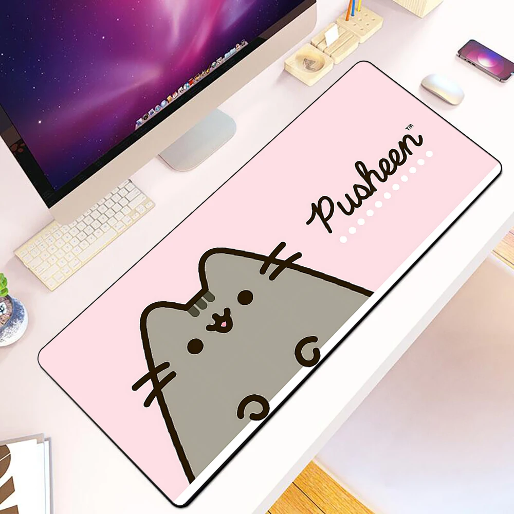 Cute Pusheens Cats Mousepad HD Printing Computer Gamers Locking Edge Non-slip Mouse Pad XXL90x40cm Keyboard PC Desk Pad