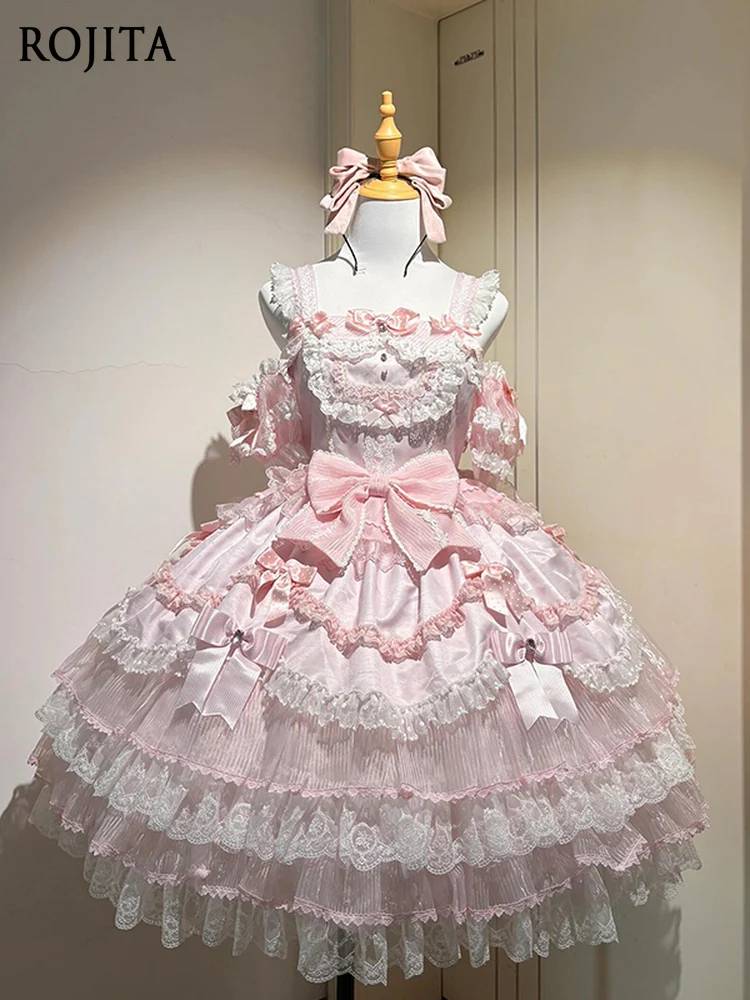 

Ballet Style Lolita Evening Dress Women's 2025 Summer New Pink Suspender High Waist Birthday Princess Tutu Dress