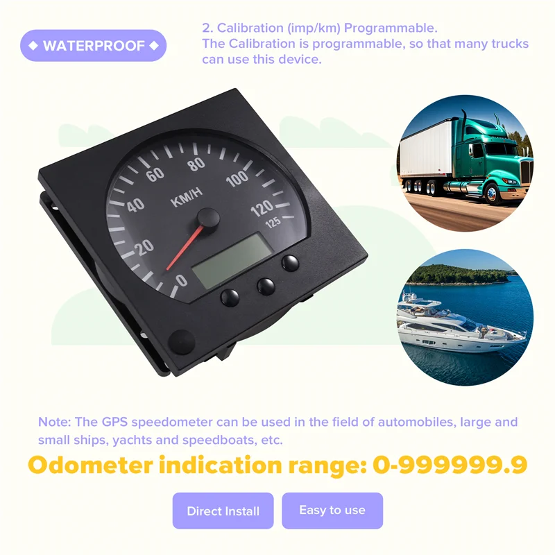 

Universal 140Mm Diameter Truck Speedometer Odometer 0-125 Km/H Featuring Backlight 9-36V-Newest Version