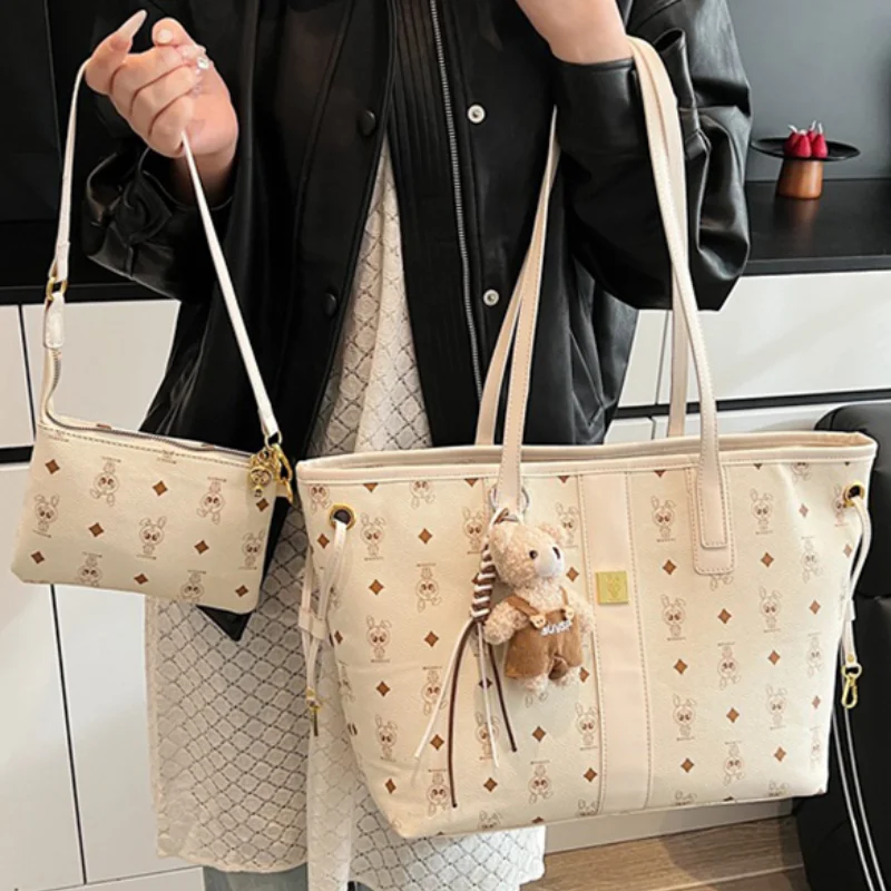 

Premium Vintage Shoulder Bag Luxury Brand Large Capacity Lightweight Commuter Travel Cartoon With Pendant Women Underarm Handbag