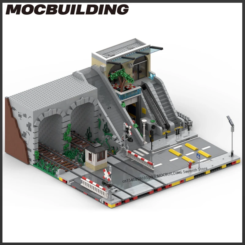 Modular Subway Station and Little Mall MOC Building Block Underground SStreet View Model DIY Assembly Bricks Display Toys Gifts