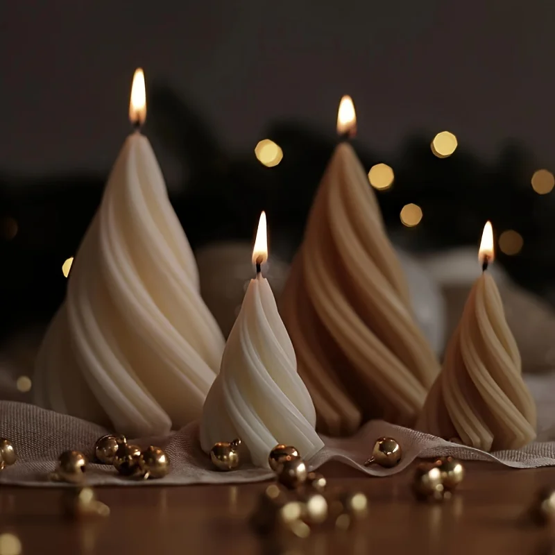 

Reusable 3D Geometric Christmas Tree Moulds Silicone Spiral Taper Heat-Resistant Resin Soap Clay Candle DIY Decor Craft Moulds