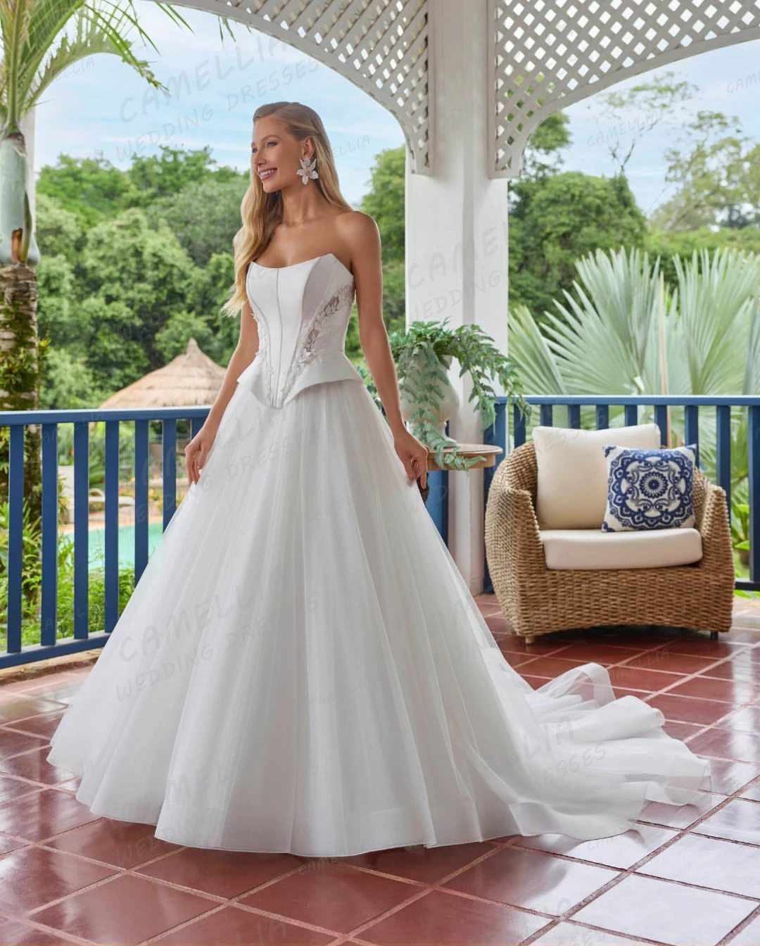 Simple Tulle Wedding Dresses Customized Women's Boat Neck A Line Bridal Gowns Princess Backless Vestidos De Novia Fluffy Party