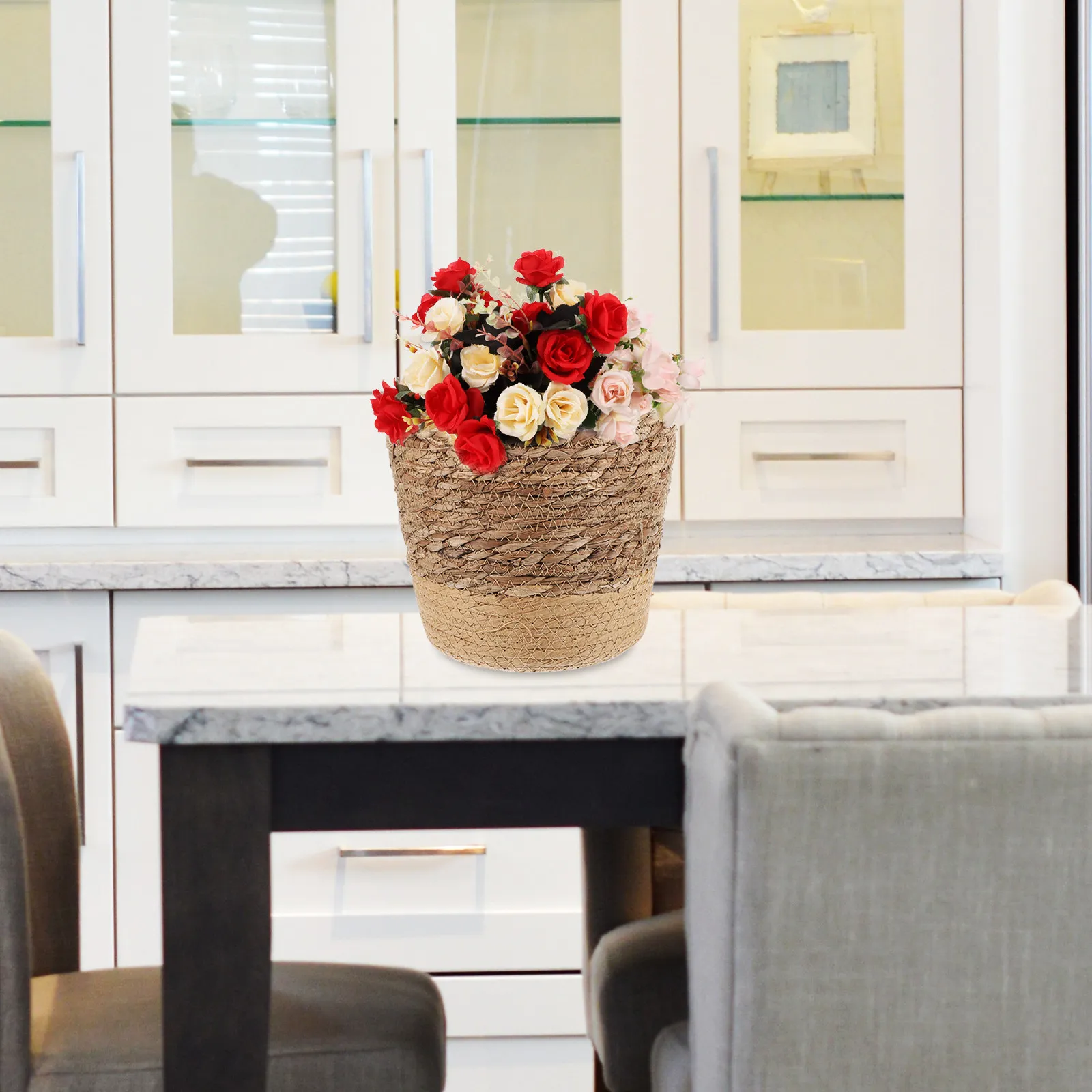 

Seagrass Hand Woven Planter Basket Decorative Flower Basket for Indoor Plants Home Decor Storage Organizer Woven Plant Container