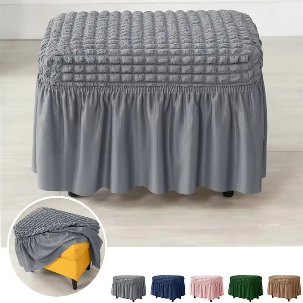 

Washable Universal Stool Cover Solid Color Elegant Ottoman Cover Bubble Grid Dust-proof Piano Bench Slipcover Hotel