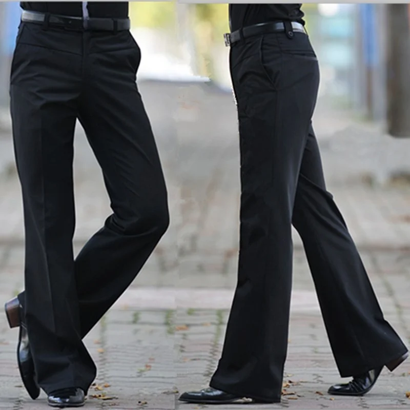 

Busin Men's Slim Fit Wide Leg Pants No Ironing Straight Cut Youth Casual Long Trousers Faionable Urban Sle Bla ey ...