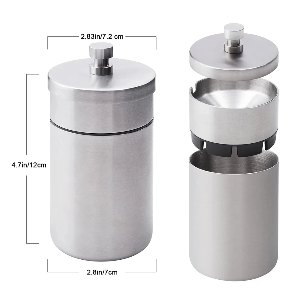 Stainless Steel Car Ashtray with Cover Odorless Portable Non-smoking Removable Windproof Tail Bucket Car Cup Tray Ashtra