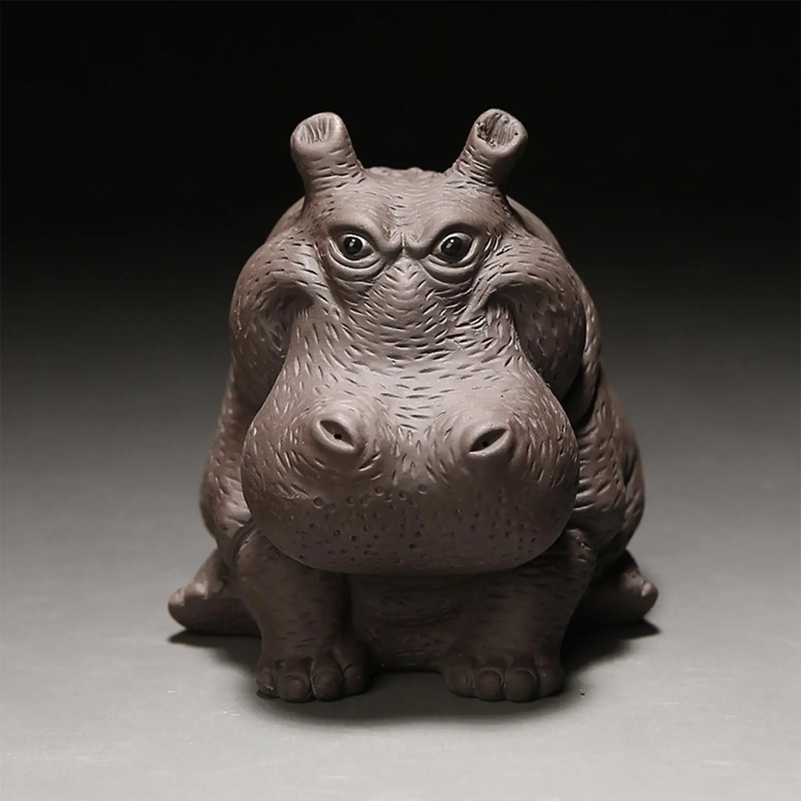 Miniature Hippo Figurine Hippo Statue Micro Landscape Collection Handmade Artwork Pet Sculpture for Bookcase Bedroom Office