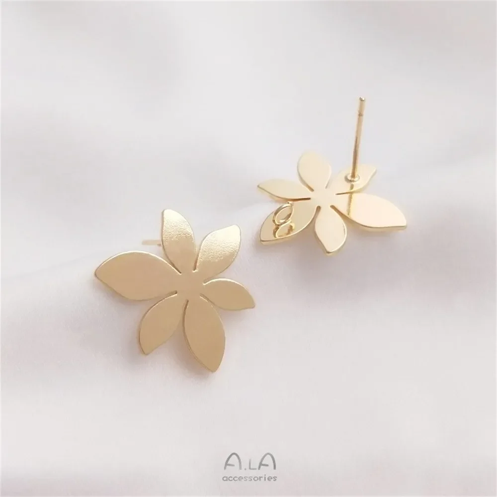 14K ملفوفة الذهب زهرة أقراط S925 إبرة الفضة مع خواتم زهرة على شكل الأقراط اليدوية Diy بها بنفسك الأذن اكسسوارات E093 #1