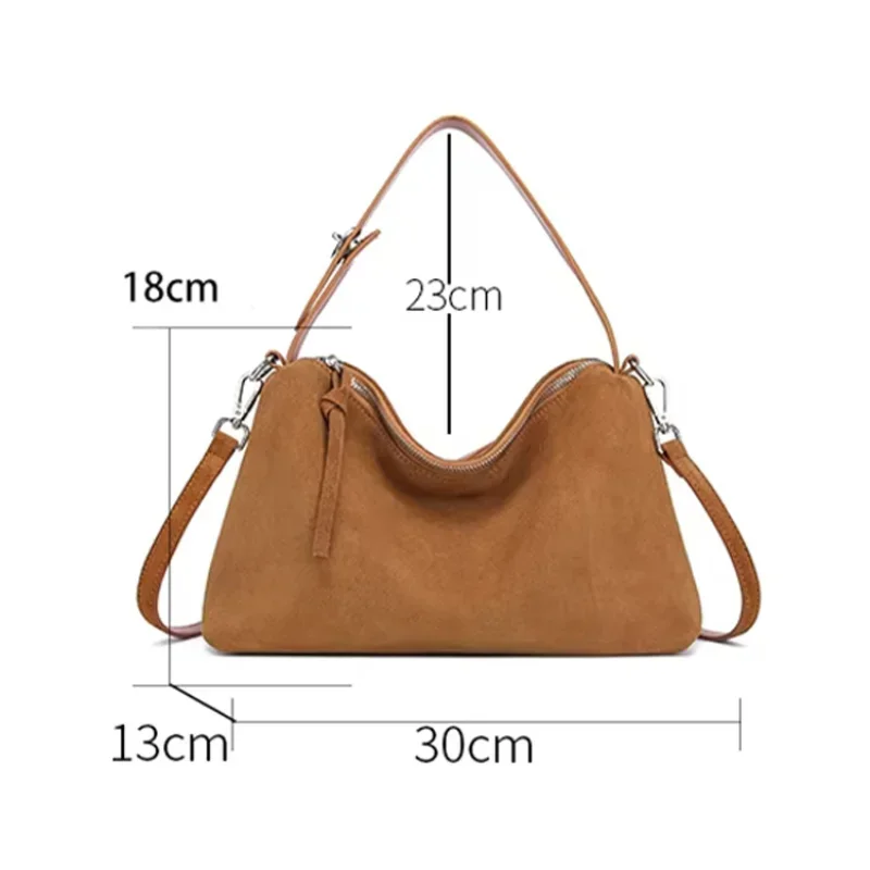 جلد طبيعي موضة الخريف الشتاء بوسطن حمل لينة ماتي الجلد المدبوغ جلد البقر المرأة حقيبة يد الكتف حقيبة كروسبودي للنساء #6