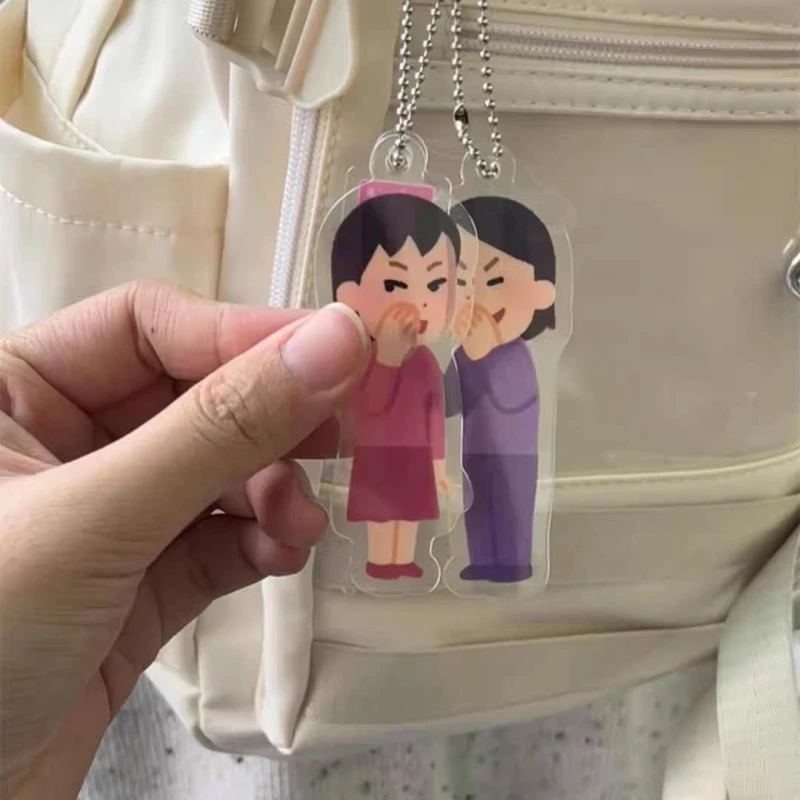 Japanese Illustration keychain Creative bag charms funny friend pendant cutecore trinkets Bag Pendant Gift Keyring Accessories