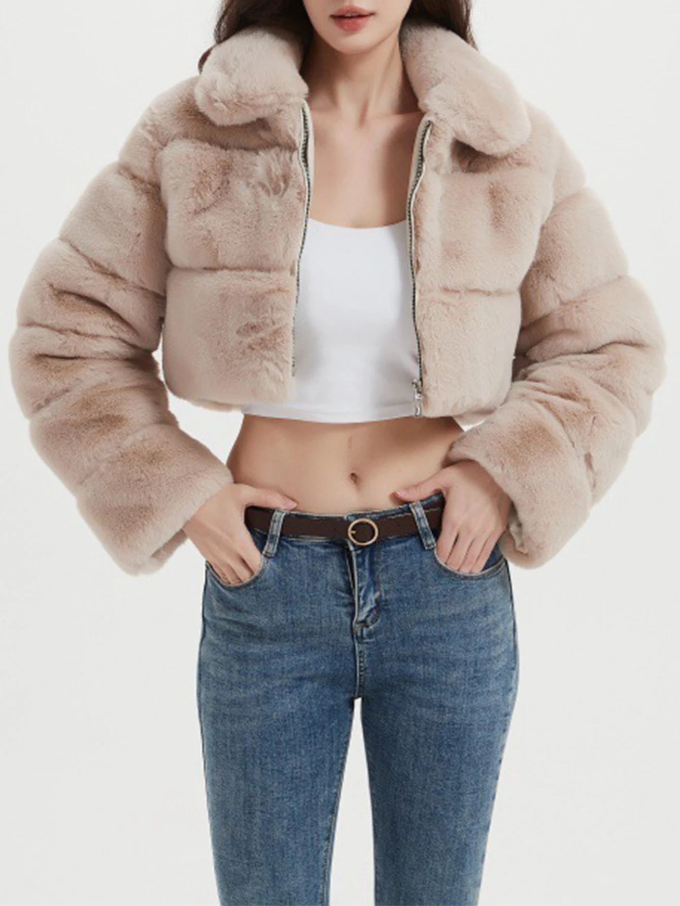 سترات نسائية من الفرو الصناعي شتوية كاجوال من القطيفة بياقة قميص وأكمام طويلة ملابس خارجية عصرية للشارع #3