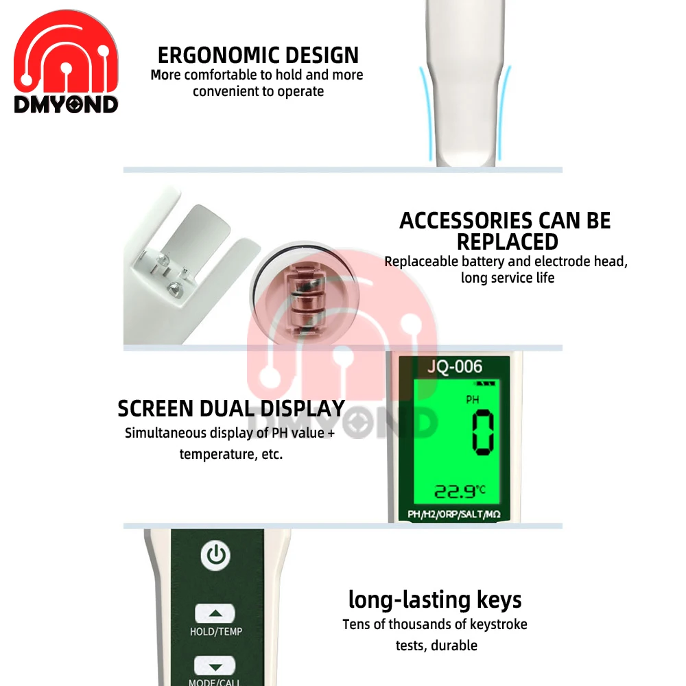 High Quality PH Meter 10 in1 TDS/Temp/EC/H2/ORP/S.G Water Quality Tester Pen Conductivity Detector Monitor Purity Measure Tool