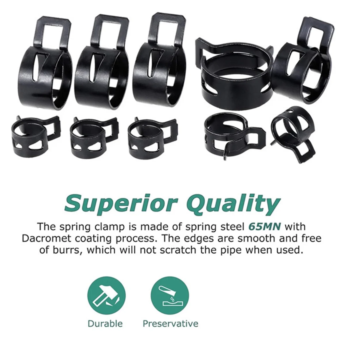 

ABNJ 91Pcs Spring Band Hose Clamps Assortment Kits with Hose Clamp Pliers Silicone Vacuum Hose Pipe Clamp Air Clip Clamp