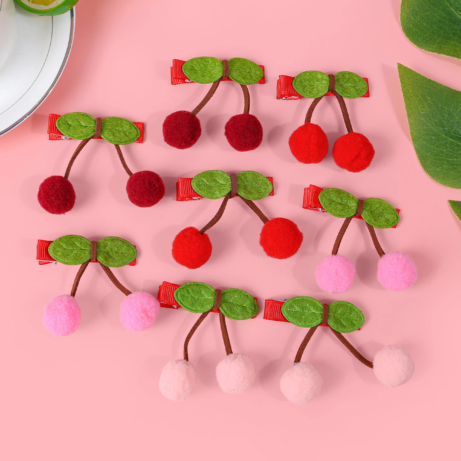 

16/8 шт., заколка из вишневой ткани, милая комбинированная заколка для волос, детские аксессуары для волос для фотосъемки на улице для девочек и женщин