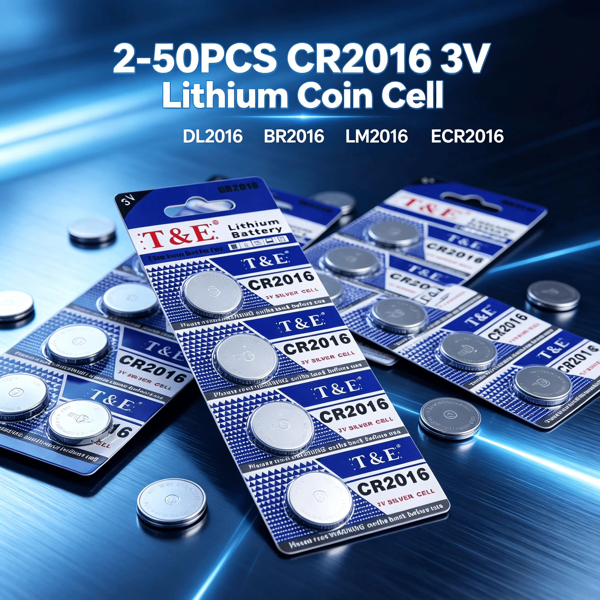 2‑50PCS CR2016 3V 80mAh Lithium Coin Cell DL2016 BR2016 LM2016 For Watch Car Key Remote Control Small Electronic Devices