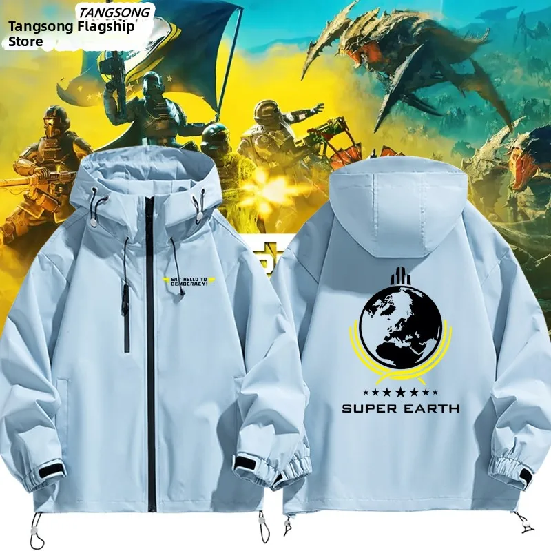 

Суперветрозащитная верхняя одежда Super Earth Game Themed ex Jaet для мужчин и женщин, весна-осень-зима, свободный крой, полиэстер...