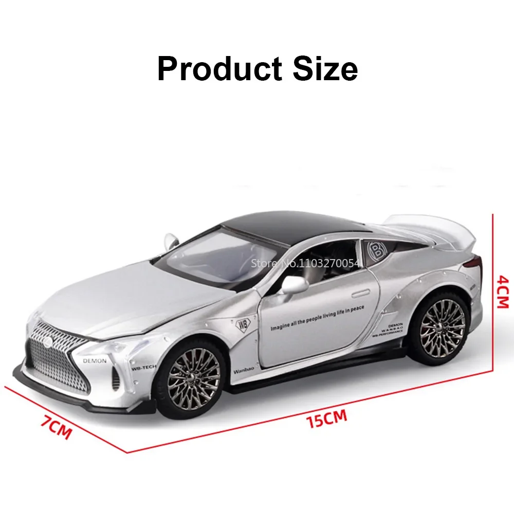 1:32 LEXUS LC500 Miniature Model Car Alloy Diecast Metal Rubber Tire Sound Light Pull Back Function Vehicles Collection Kids Toy