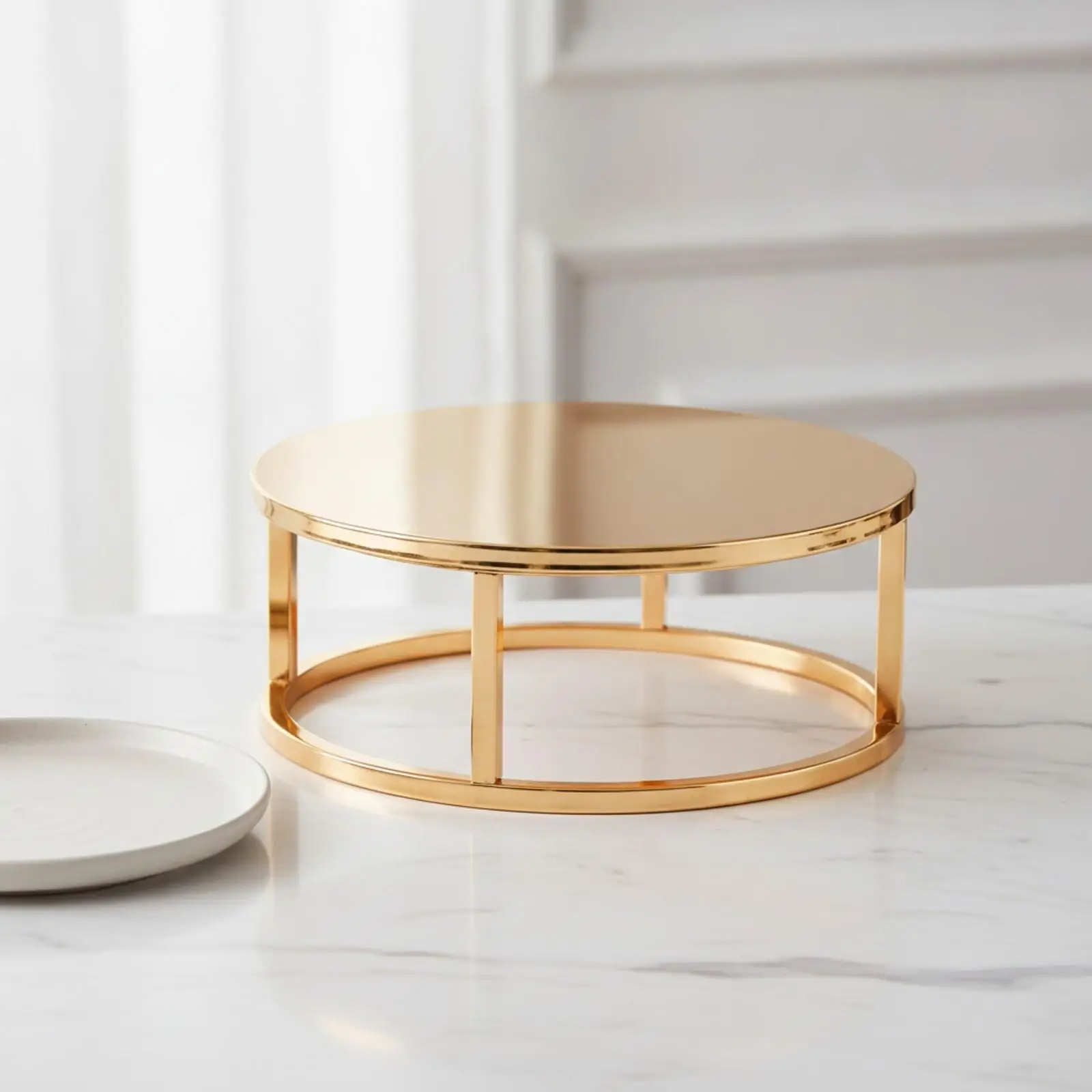 Sleek Gold Cake Display Stand for Event Dessert Table Metal Pastry Riser