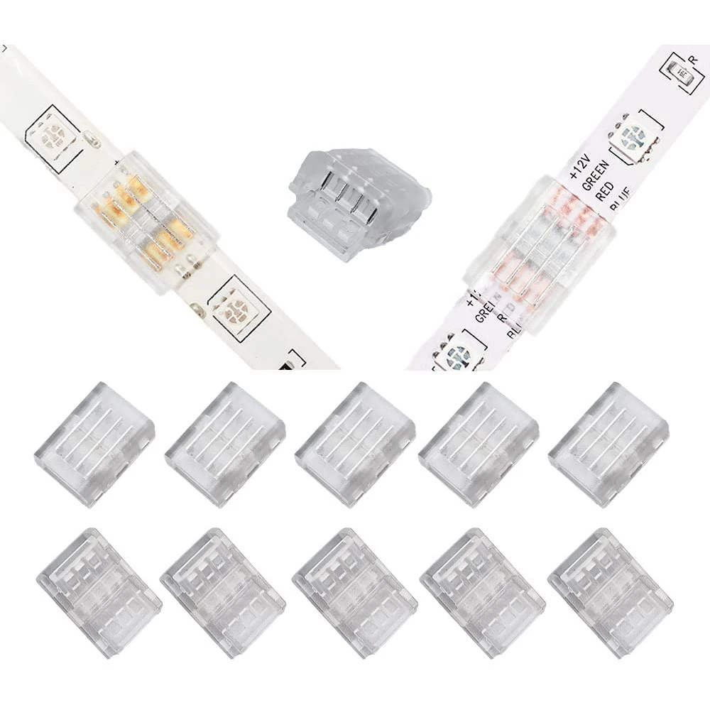GOOD-10Packs 4-Pin RGB LED شرائط مصباح موصلات 10 مللي متر غير سلكية Gapless لحام محول محطة لشريط SMD 5050 LED